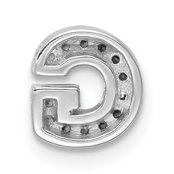 Sterling Silver Rhodium-plated CZ Letter G Initial Slide Charm