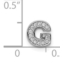 Sterling Silver Rhodium-plated CZ Letter G Initial Slide Charm view 4
