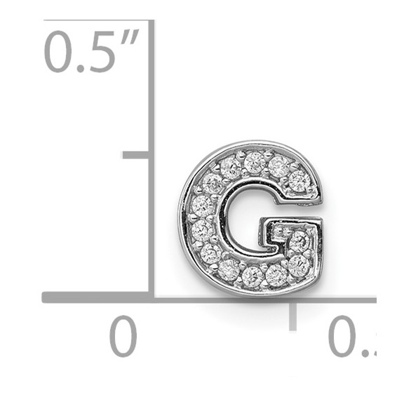 Sterling Silver Rhodium-plated CZ Letter G Initial Slide Charm