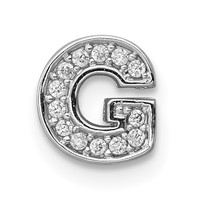Sterling Silver Rhodium-plated CZ Letter G Initial Slide Charm view 1