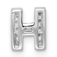 Sterling Silver Rhodium-plated CZ Letter H Initial Slide Charm view 3