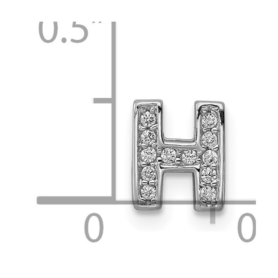 Sterling Silver Rhodium-plated CZ Letter H Initial Slide Charm
