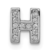 Sterling Silver Rhodium-plated CZ Letter H Initial Slide Charm view 1