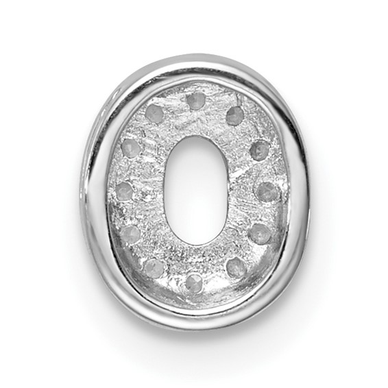 Sterling Silver Rhodium-plated CZ Letter O Initial Slide Charm
