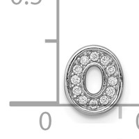 Sterling Silver Rhodium-plated CZ Letter O Initial Slide Charm view 4