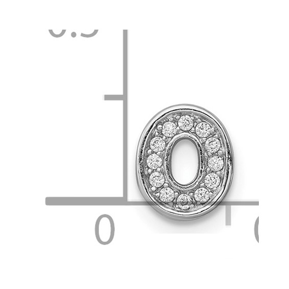 Sterling Silver Rhodium-plated CZ Letter O Initial Slide Charm