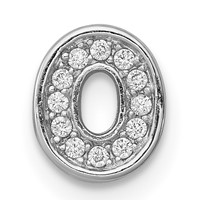 Sterling Silver Rhodium-plated CZ Letter O Initial Slide Charm view 1