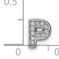 Sterling Silver Rhodium-plated CZ Letter P Initial Slide Charm view 4