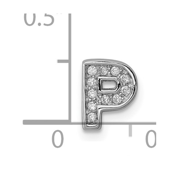Sterling Silver Rhodium-plated CZ Letter P Initial Slide Charm