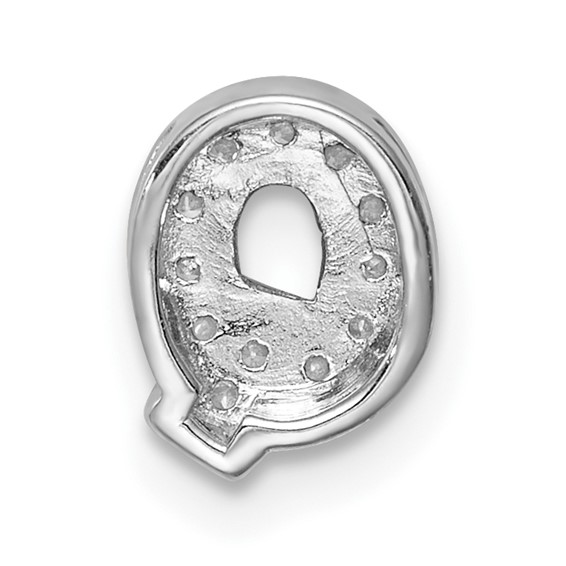 Sterling Silver Rhodium-plated CZ Letter Q Initial Slide Charm