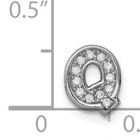 Sterling Silver Rhodium-plated CZ Letter Q Initial Slide Charm view 4