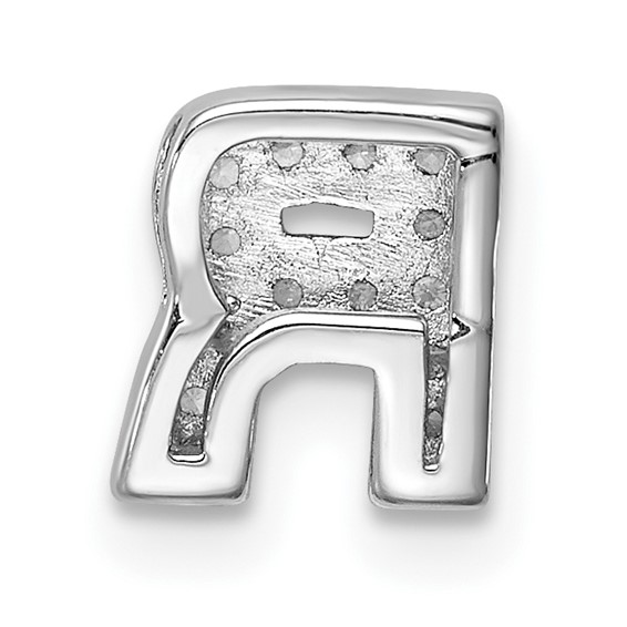 Sterling Silver Rhodium-plated CZ Letter R Initial Slide Charm