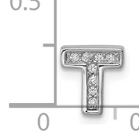 Sterling Silver Rhodium-plated CZ Letter T Initial Slide Charm view 4