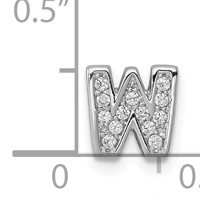 Sterling Silver Rhodium-plated CZ Letter W Initial Slide Charm view 4