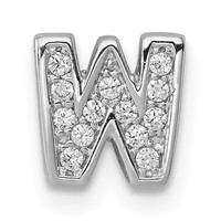 Sterling Silver Rhodium-plated CZ Letter W Initial Slide Charm view 1