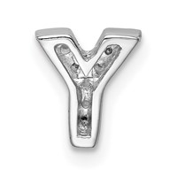 Sterling Silver Rhodium-plated CZ Letter Y Initial Slide Charm view 3