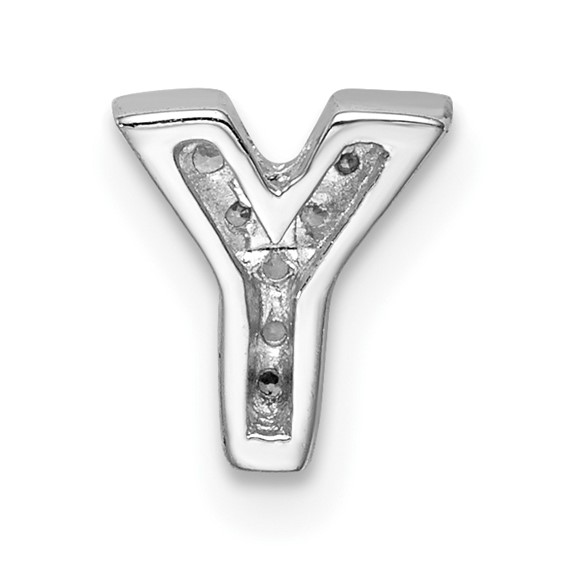 Sterling Silver Rhodium-plated CZ Letter Y Initial Slide Charm