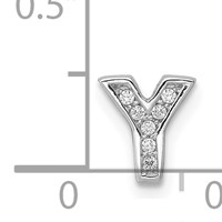 Sterling Silver Rhodium-plated CZ Letter Y Initial Slide Charm view 4