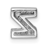Sterling Silver Rhodium-plated CZ Letter Z Initial Slide Charm view 3