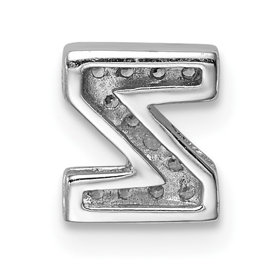 Sterling Silver Rhodium-plated CZ Letter Z Initial Slide Charm