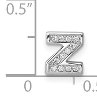 Sterling Silver Rhodium-plated CZ Letter Z Initial Slide Charm view 4