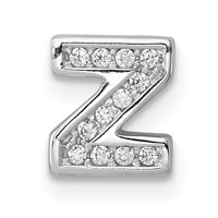 Sterling Silver Rhodium-plated CZ Letter Z Initial Slide Charm view 1