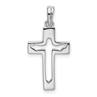 Sterling Silver Rhodium-plated Jesus Cut-out Cross Pendant view 3