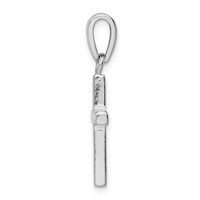 Sterling Silver Rhodium-plated White Lab Created Opal Cross Pendant view 2