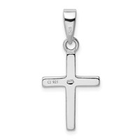 Sterling Silver Rhodium-plated White Lab Created Opal Cross Pendant view 3