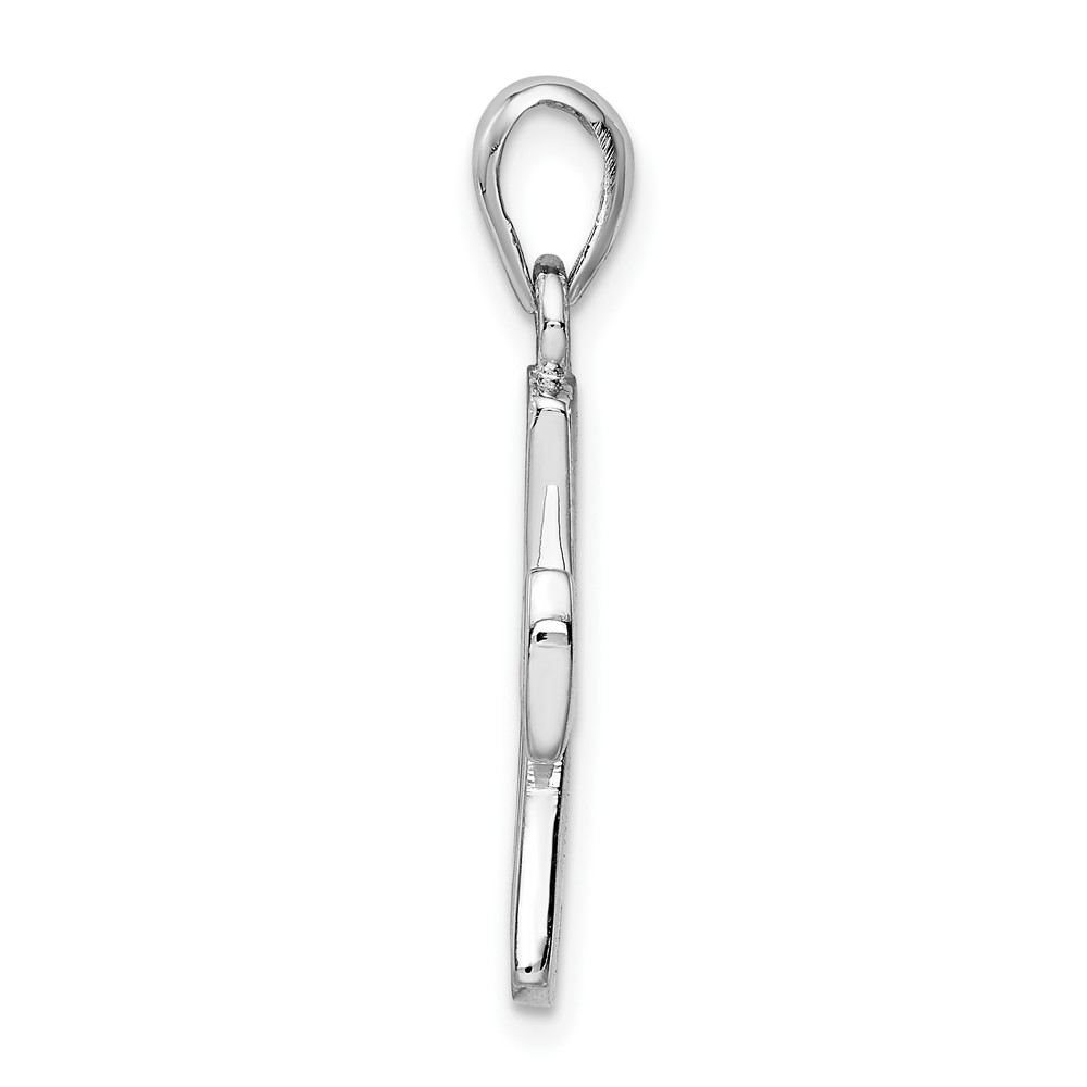 Sterling Silver Rhodium-plated White Lab Created Opal Cross Pendant (QC9036)