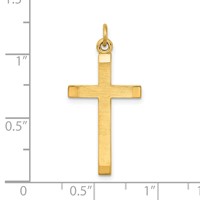 Sterling Silver Gold-plated Polished and Satin Cross Pendant view 4