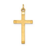 Sterling Silver Gold-plated Polished and Satin Cross Pendant view 1