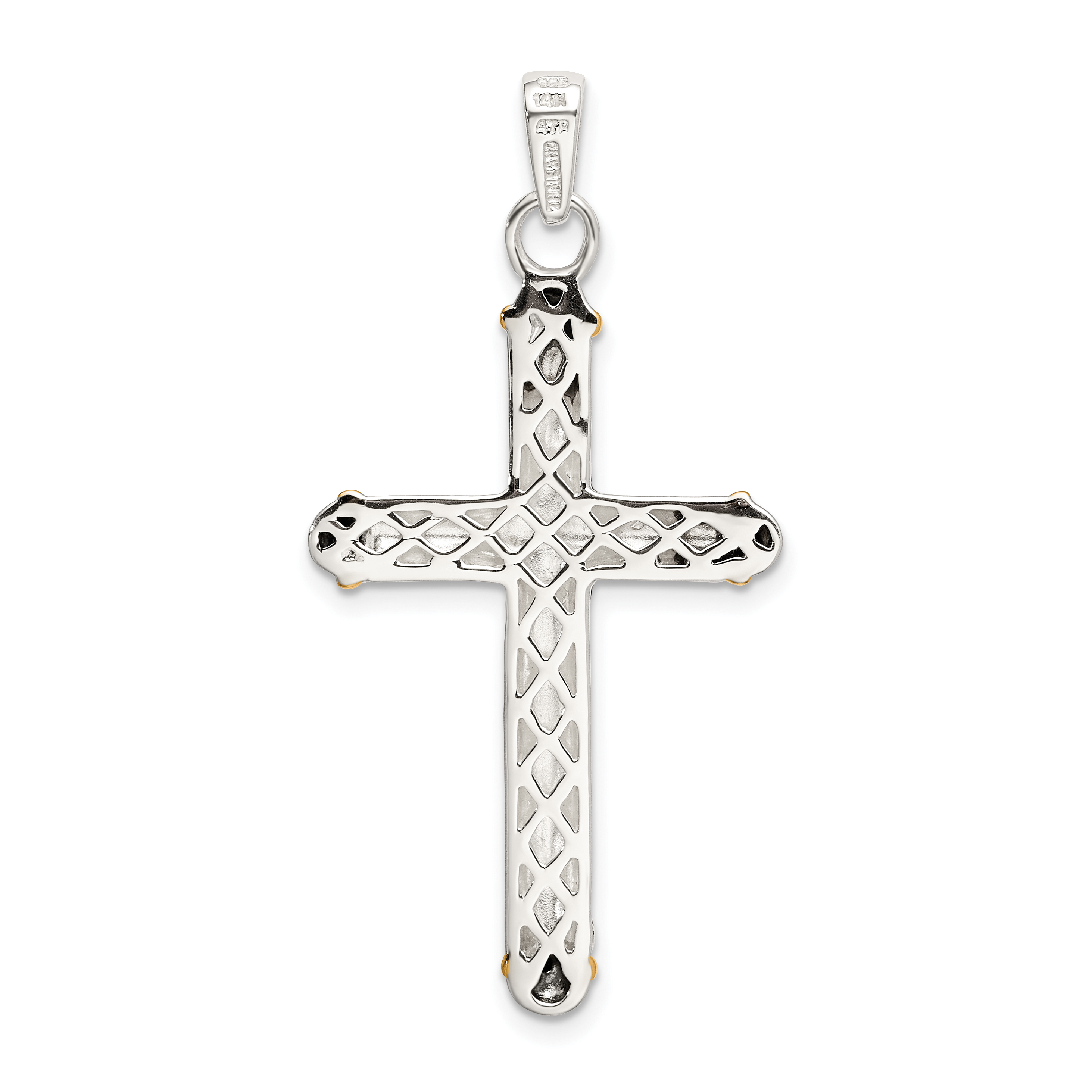 Silber mit 14k weißem Topas auf Kaution antik Kreuz Anhänger QC9038 - Bild 3 von 4