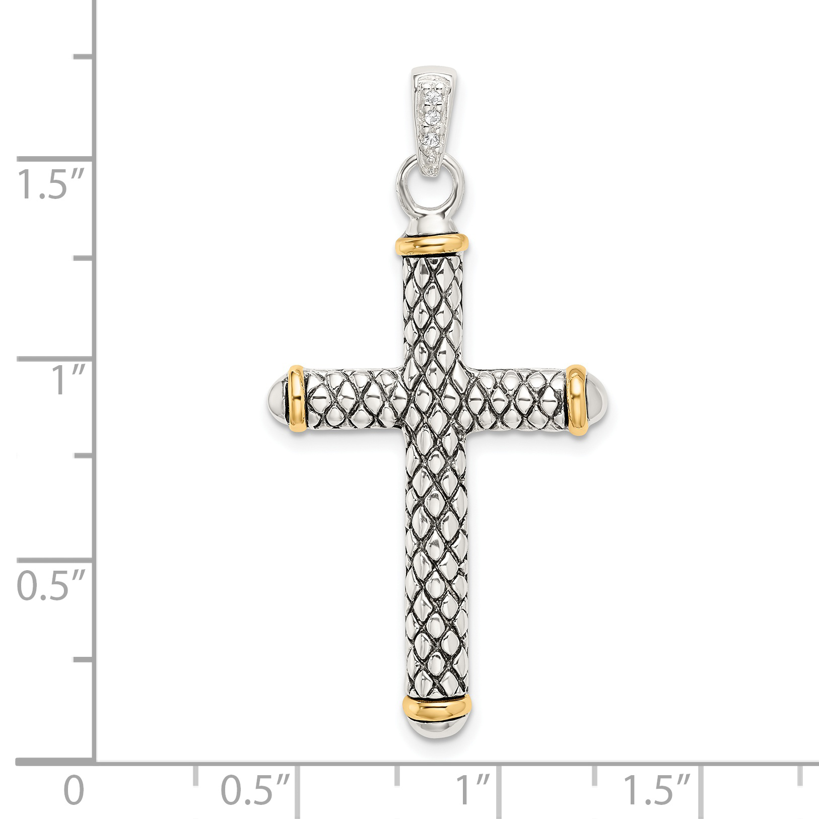 Silber mit 14k weißem Topas auf Kaution antik Kreuz Anhänger QC9038 - Bild 4 von 4