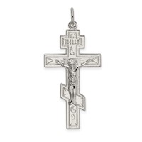 Sterling Silver Polished Eastern Orthodox Cross Pendant view 1