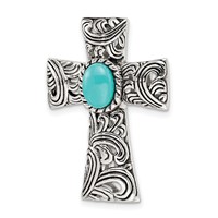Sterling Silver Antiqued Reconstituted Turquoise Cabochon Slide view 4