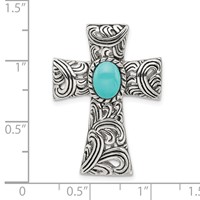 Sterling Silver Antiqued Reconstituted Turquoise Cabochon Slide view 5