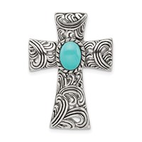Sterling Silver Antiqued Reconstituted Turquoise Cabochon Slide view 1