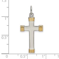 Sterling Silver & Gold-plated Polished Cross Pendant view 4