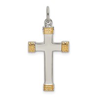 Sterling Silver & Gold-plated Polished Cross Pendant view 1