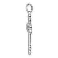 Sterling Silver Rhodium-plated CZ Heart Cross Pendant view 2