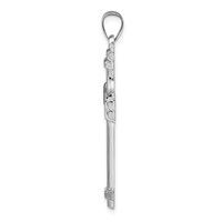 Sterling Silver Rhodium-plated Polished Fancy Cross Pendant view 2