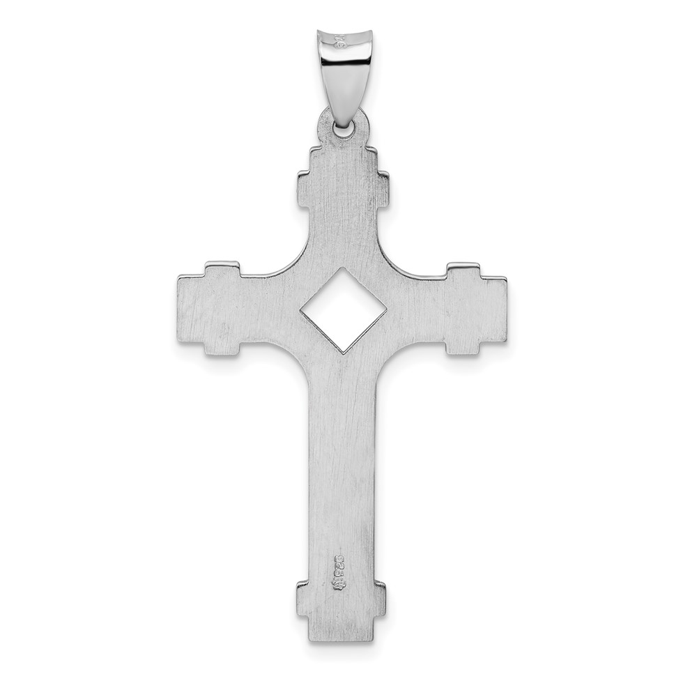 Sterling Silver Rhodium-plated Polished Fancy Cross Pendant (QC9049)
