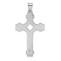 Sterling Silver Rhodium-plated Polished Fancy Cross Pendant view 3