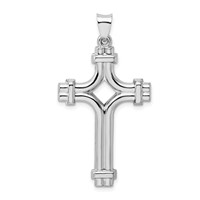 Sterling Silver Rhodium-plated Polished Fancy Cross Pendant view 1