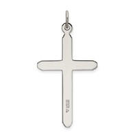 Sterling Silver Polished Grooved Cross Pendant view 3