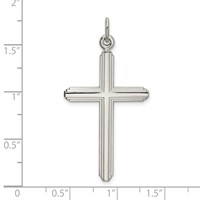Sterling Silver Polished Grooved Cross Pendant view 4
