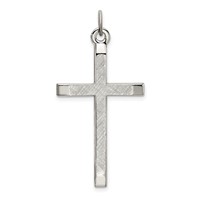 Sterling Silver Polished and Textured Cross Pendant view 1