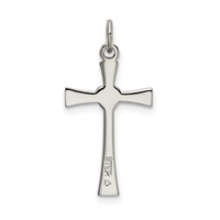 Sterling Silver Polished CZ Heart Cross Pendant view 3