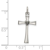 Sterling Silver Polished CZ Heart Cross Pendant view 4